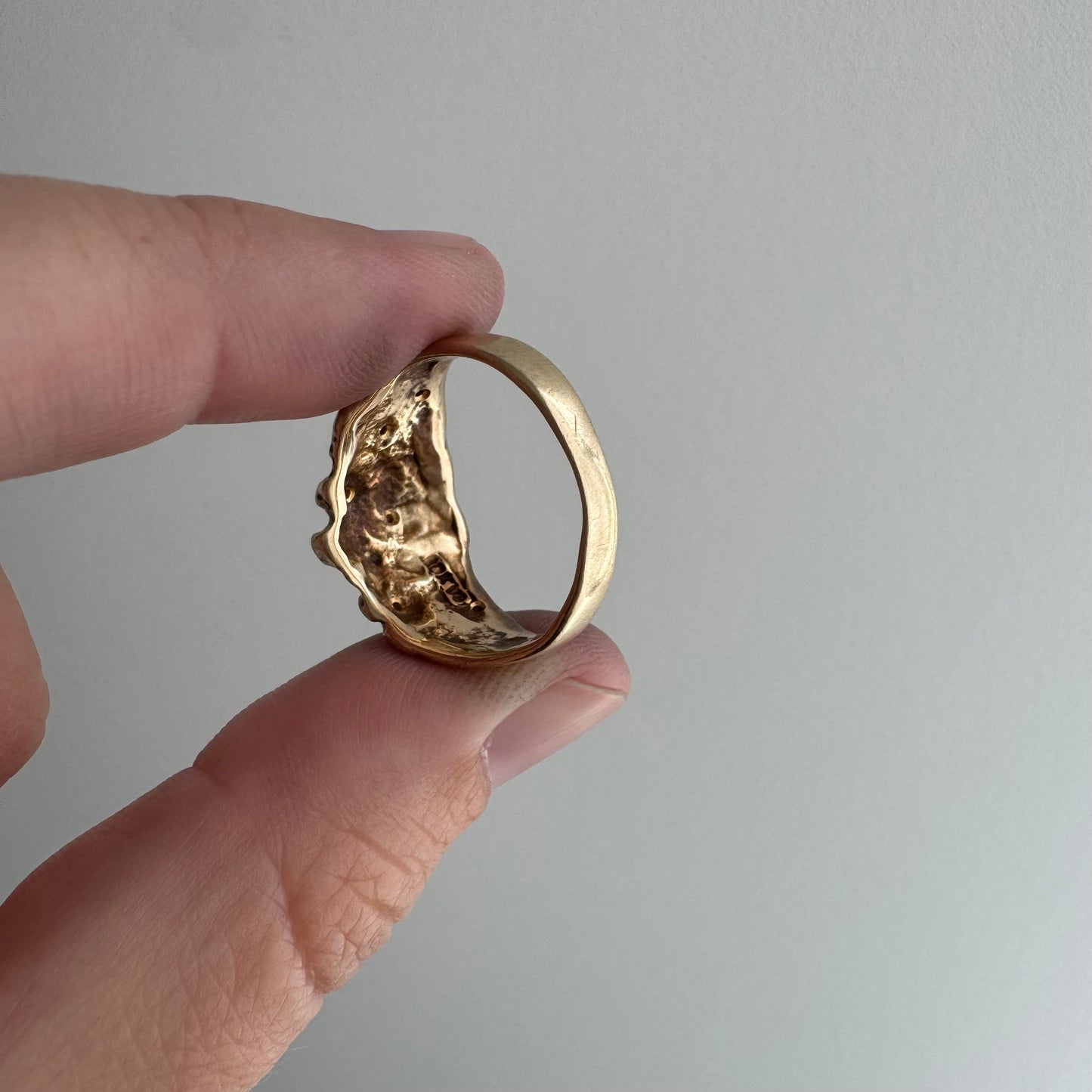 reimagined V I N T A G E // star story / 10k tapered nugget style domed band with six new star-set diamonds / size 7.75