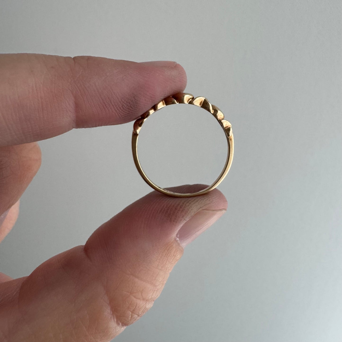 V I N T A G E // love & kisses / 10k X and heart half eternity stacking band / size 6.25+