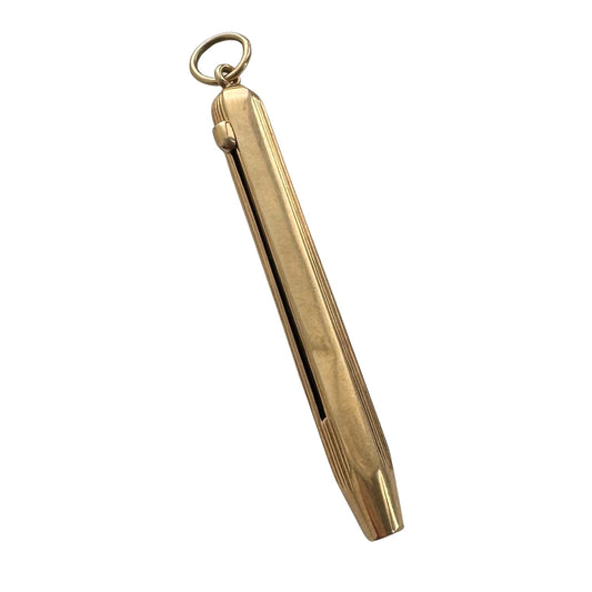 V I N T A G E // retractable toothpick / 14k yellow gold / a statement pendant
