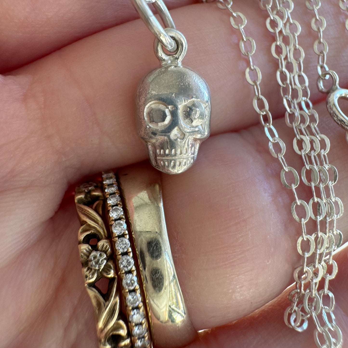 N E W // memento mori grin / sterling silver dainty skull necklace / 18"