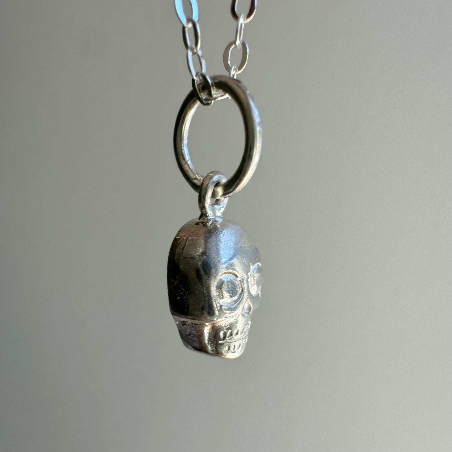 N E W // memento mori grin / sterling silver dainty skull necklace / 18"