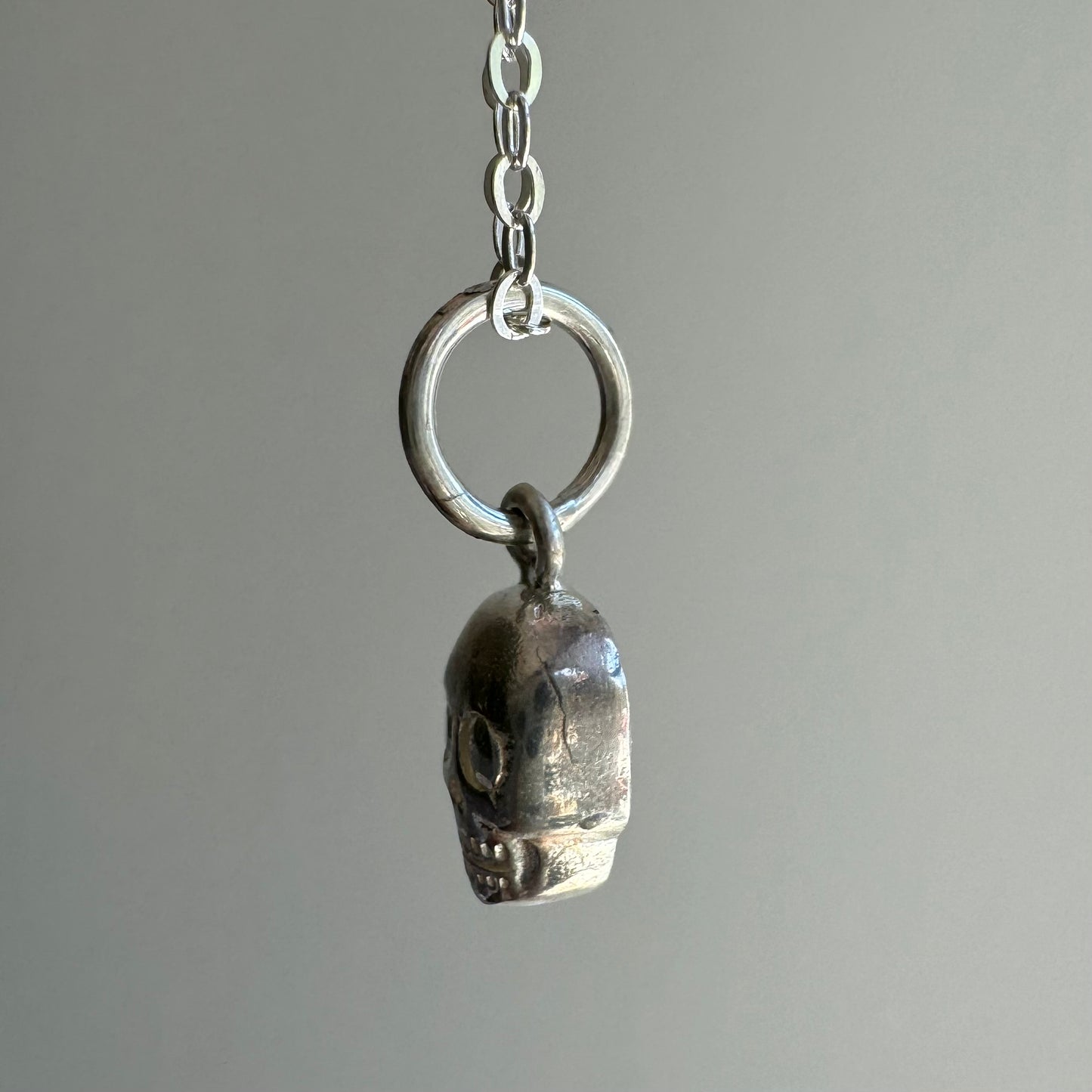 N E W // memento mori grin / sterling silver dainty skull necklace / 18"