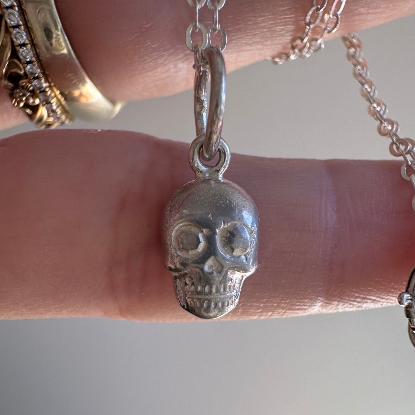 N E W // memento mori grin / sterling silver dainty skull necklace / 18"