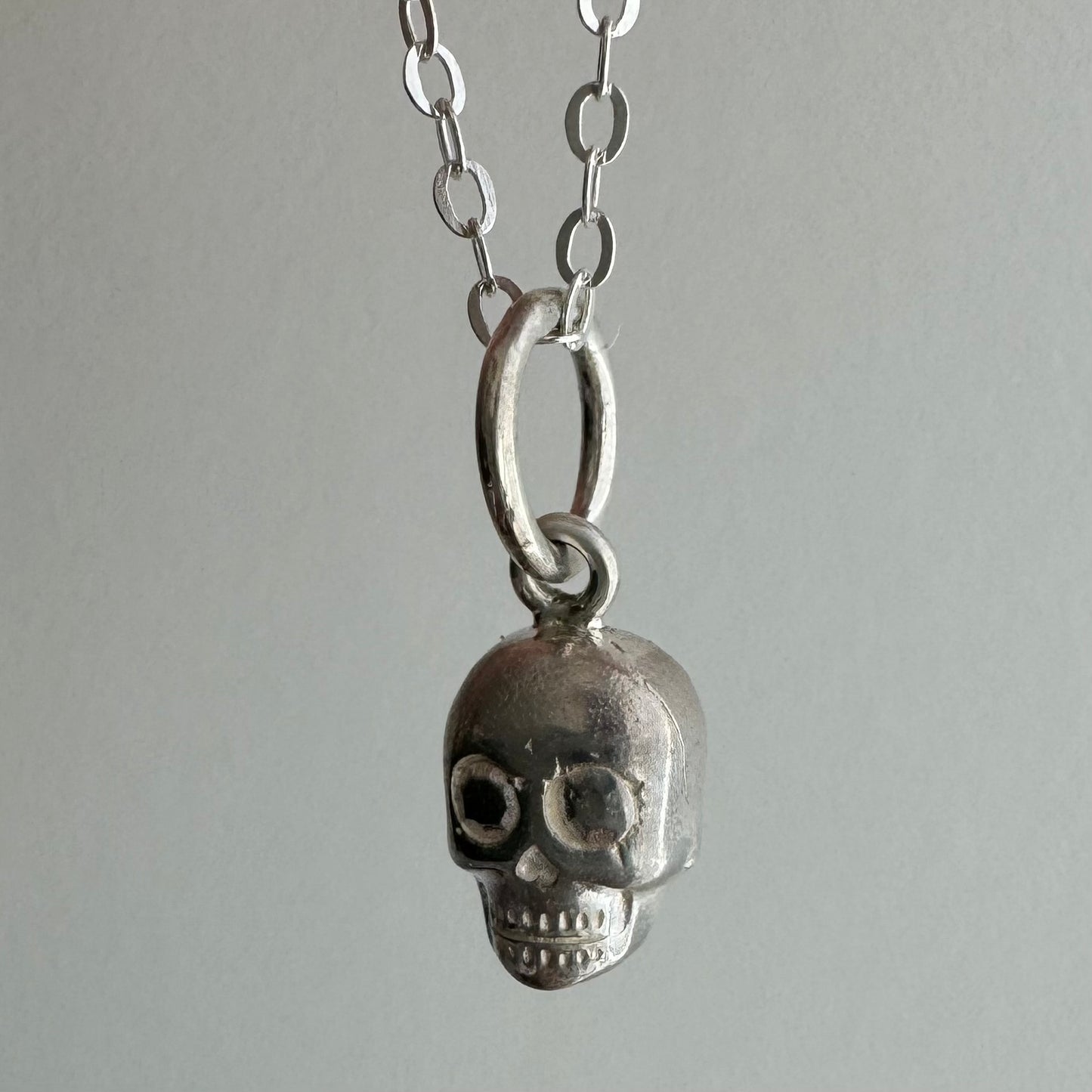 N E W // memento mori grin / sterling silver dainty skull necklace / 18"