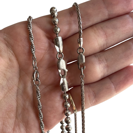 V I N T A G E // sterling silver shorter 15.5" - 20" pendant chains by price / $88 each