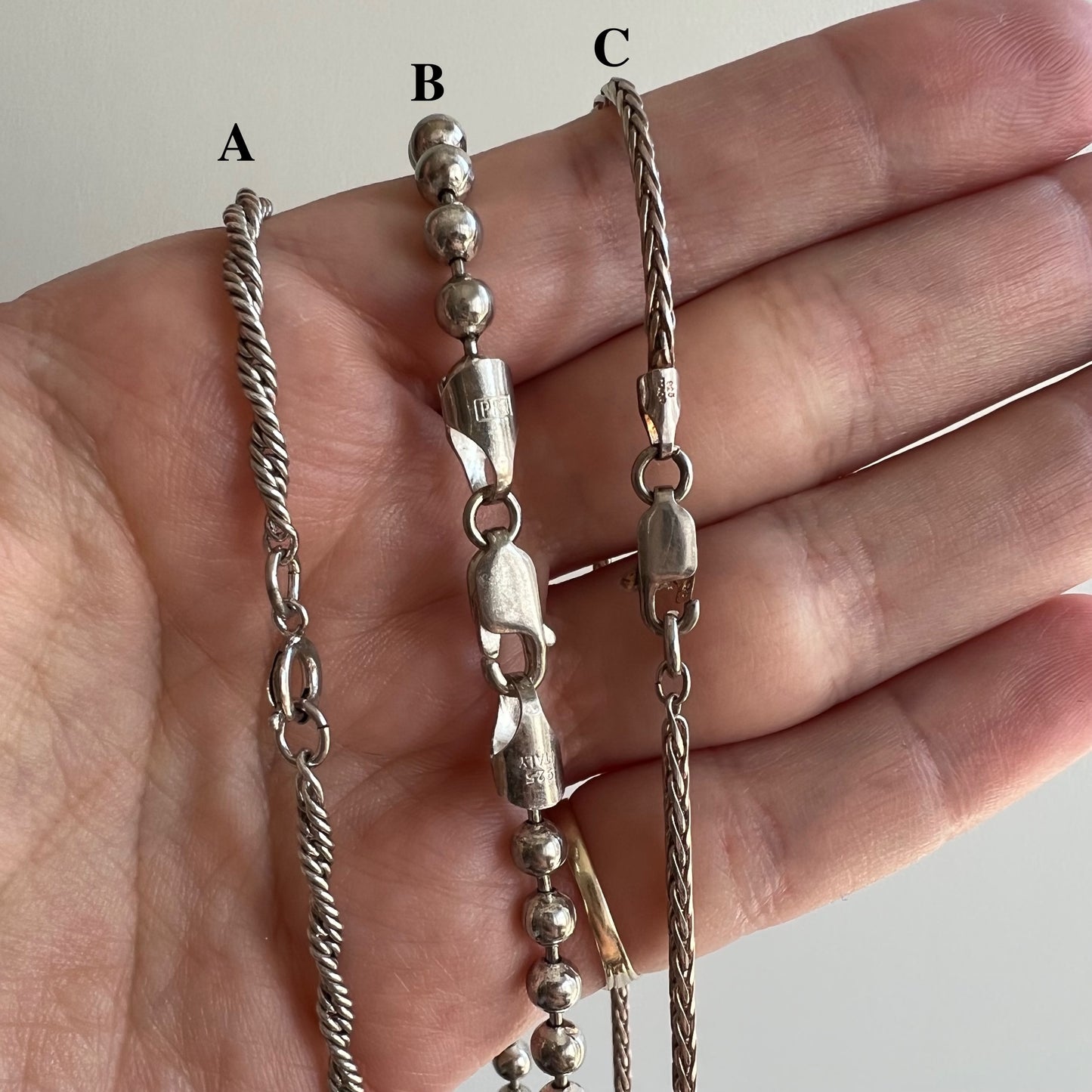 V I N T A G E // sterling silver shorter 15.5" - 20" pendant chains by price / $88 each