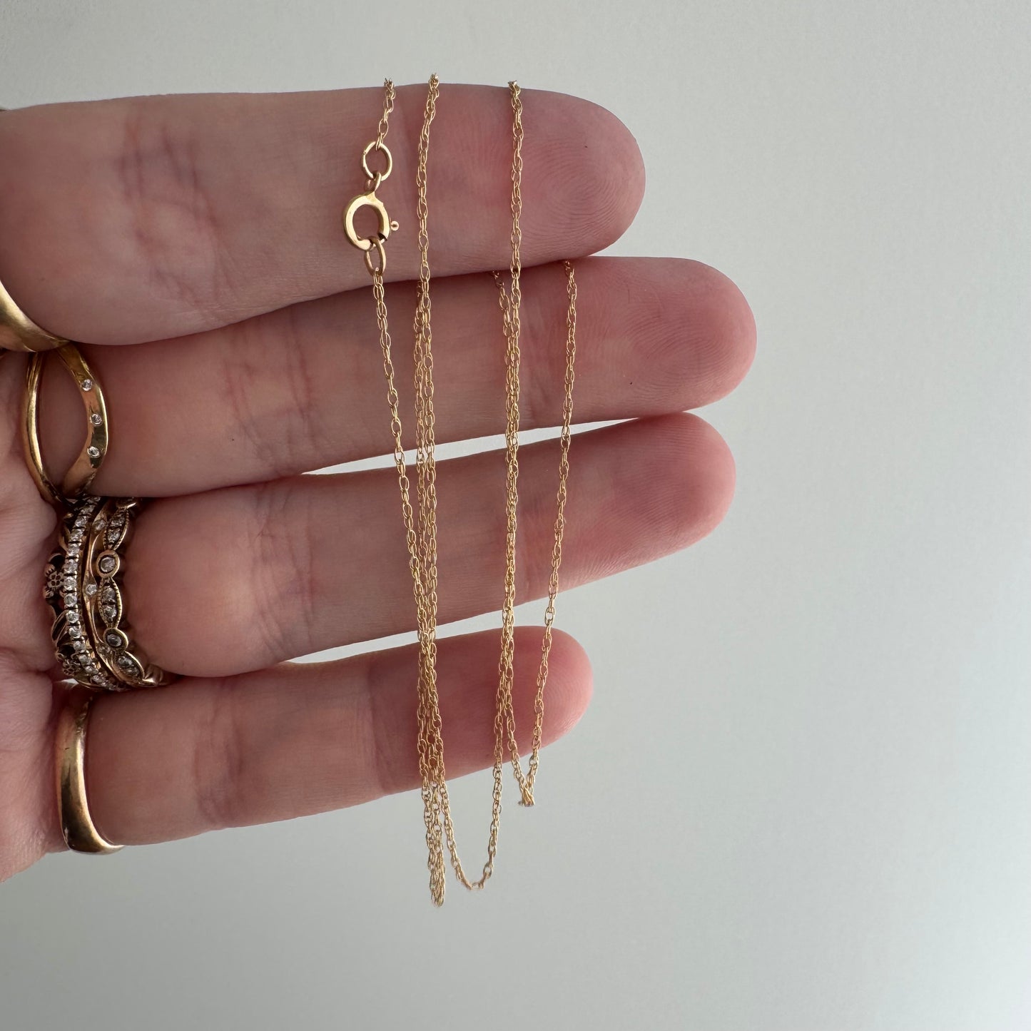 V I N T A G E // barely there / 14k super dainty loose rope chain / 18", 0.5g