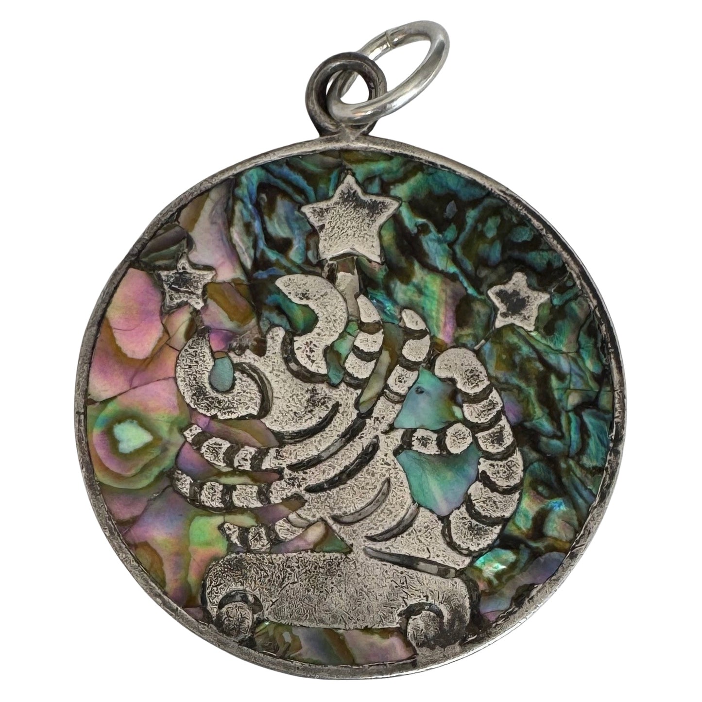 V I N T A G E // psychedelic scorpio / sterling silver and abalone scorpion / a pendant