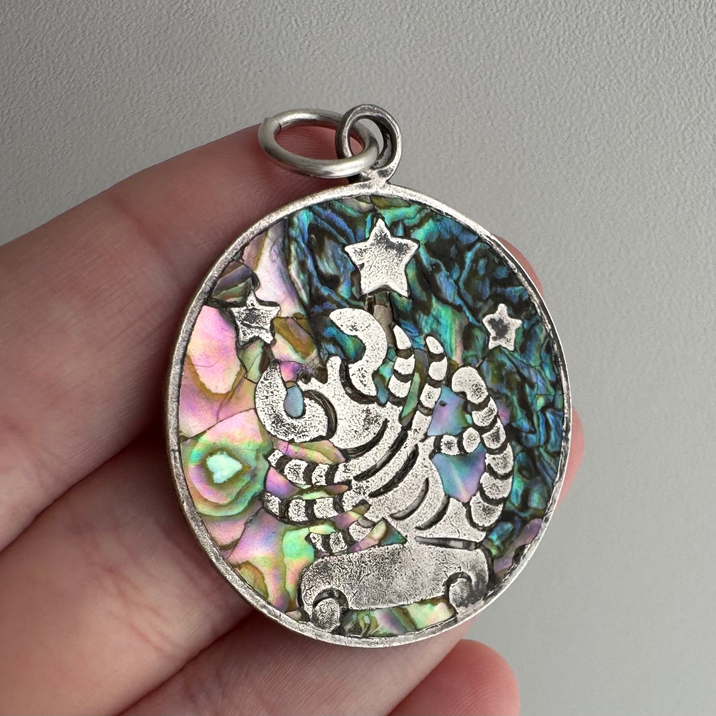 V I N T A G E // psychedelic scorpio / sterling silver and abalone scorpion / a pendant