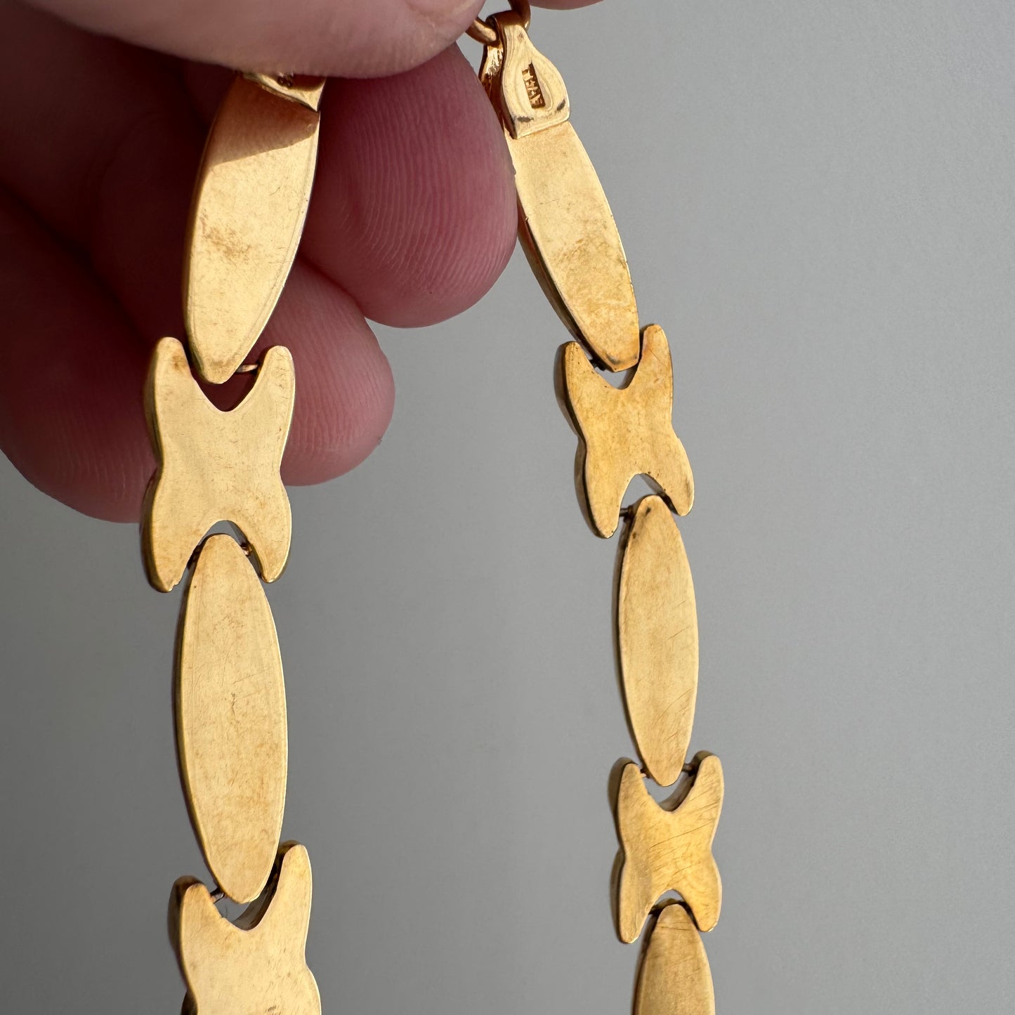 E S T A T E // widest hugs / gold over sterling silver puffy hugs and kisses link necklace / 16.75", 16.8g