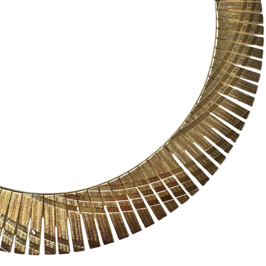 V I N T A G E // Cleopatra's fringe / gold over sterling silver graduated fringe panel necklace / 18",  34.9g