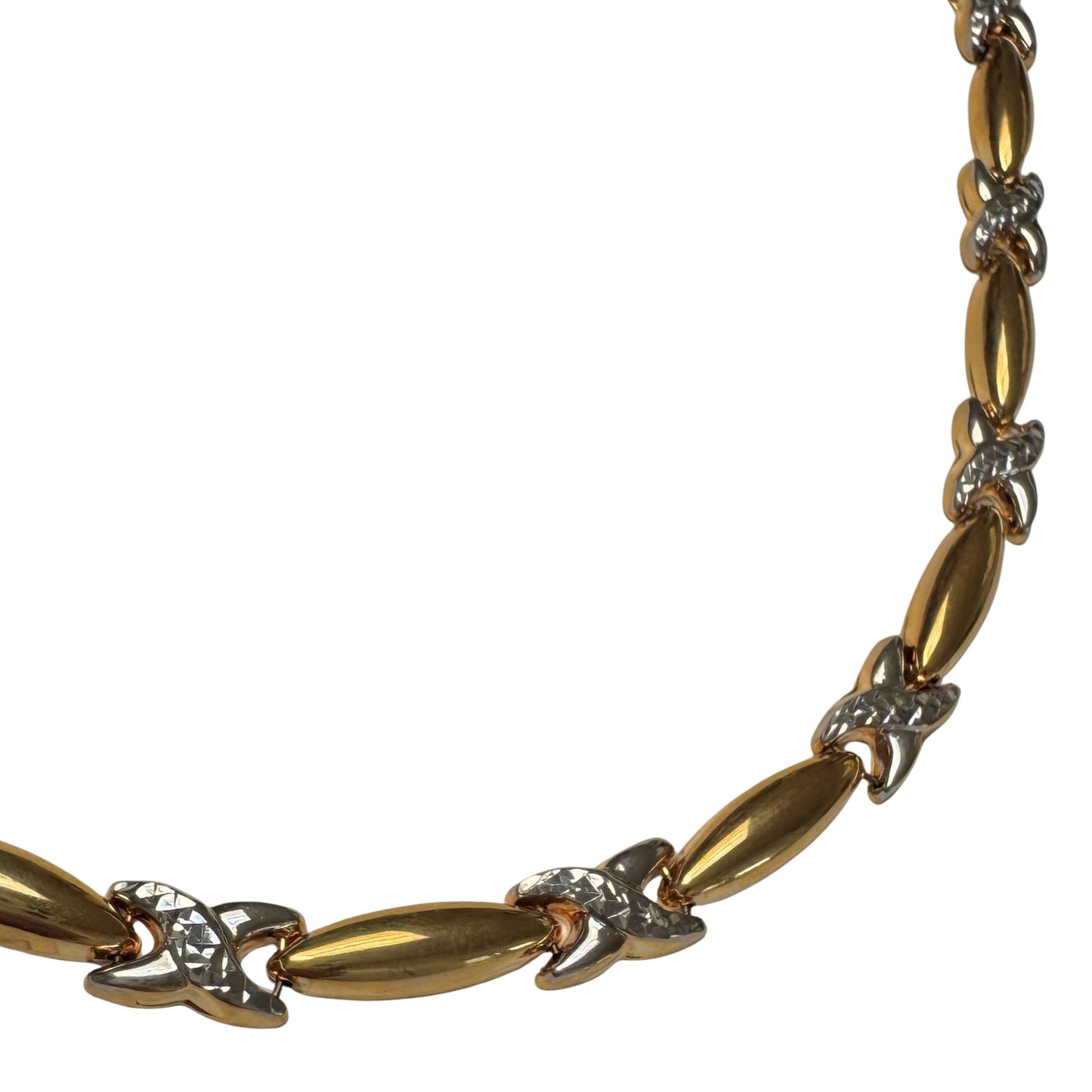 E S T A T E // widest hugs / gold over sterling silver puffy hugs and kisses link necklace / 16.75", 16.8g