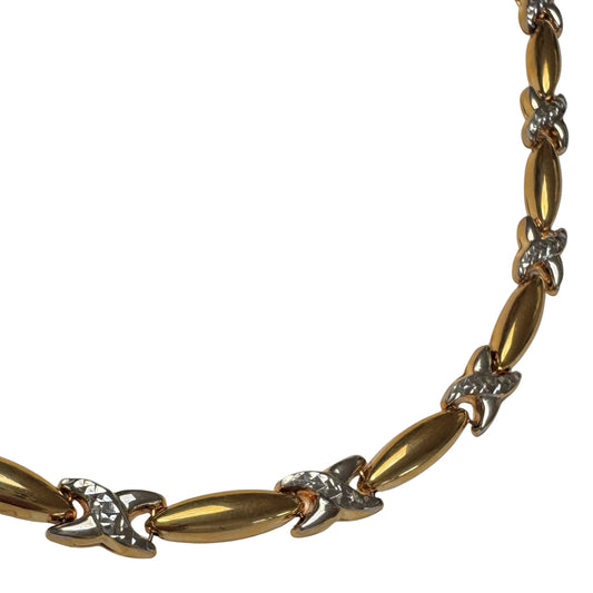 E S T A T E // widest hugs / gold over sterling silver puffy hugs and kisses link necklace / 16.75", 16.8g