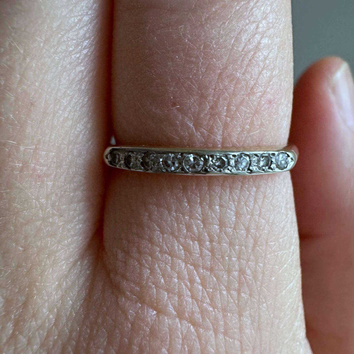 V I N T A G E // nine in a row / 14k yellow and white gold diamond band / size 6.5-6.75