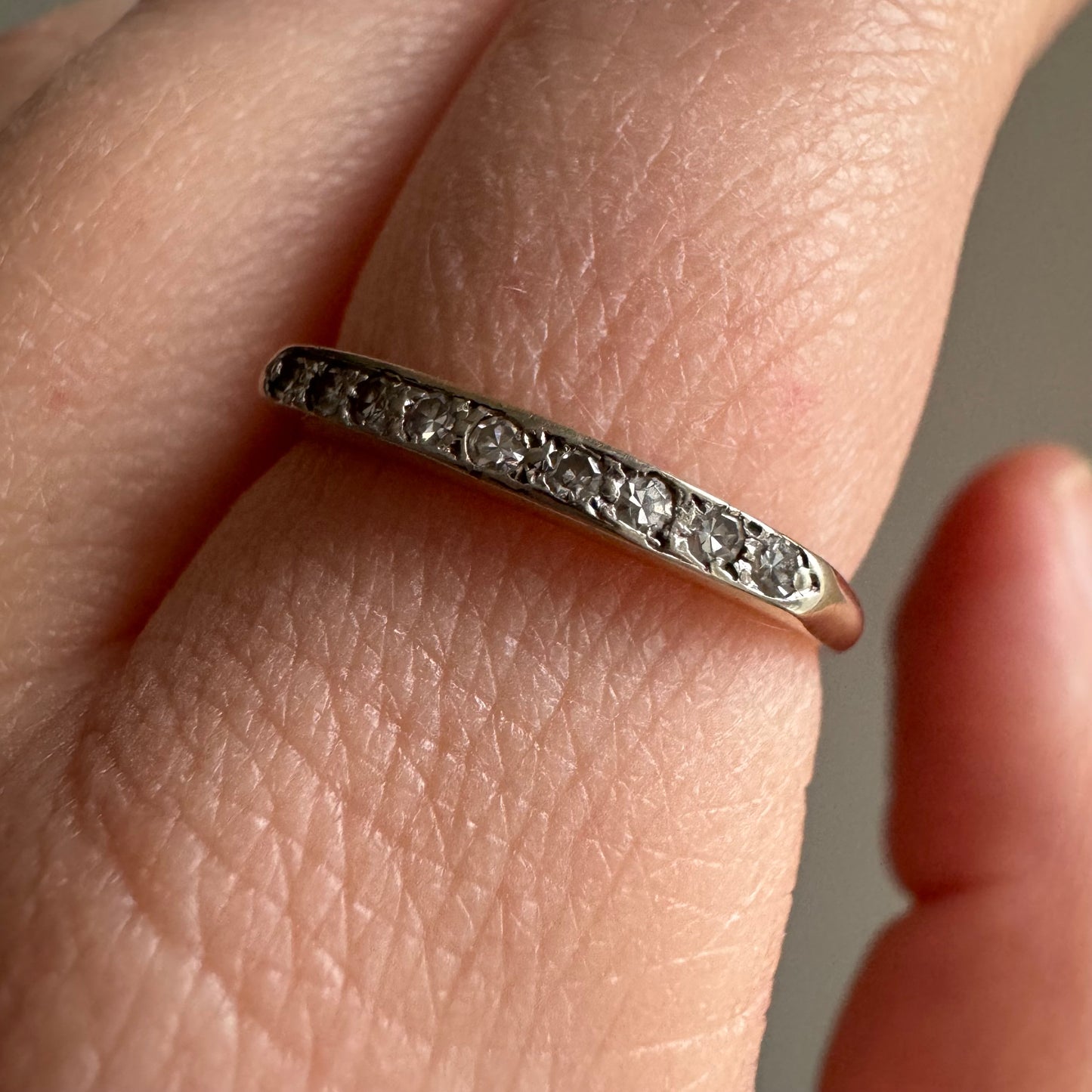 V I N T A G E // nine in a row / 14k yellow and white gold diamond band / size 6.5-6.75