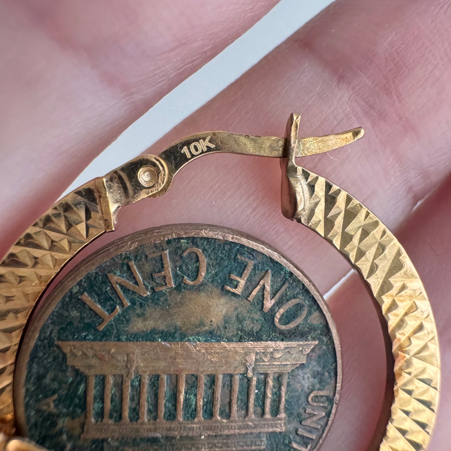 E S T A T E // snake skin circles / 10k flat wide etched round hoops / earrings