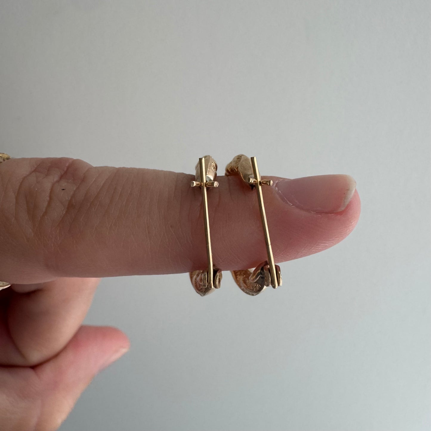 E S T A T E // shrimpy croissants / 14k ribbed twisty shrimp croissant hoops / earrings