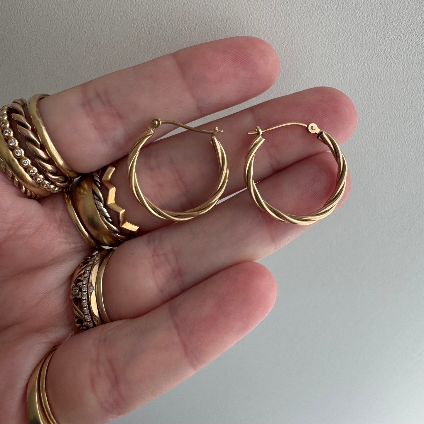 E S T A T E // do the twist / 14k twisted tube small hoops / earrings