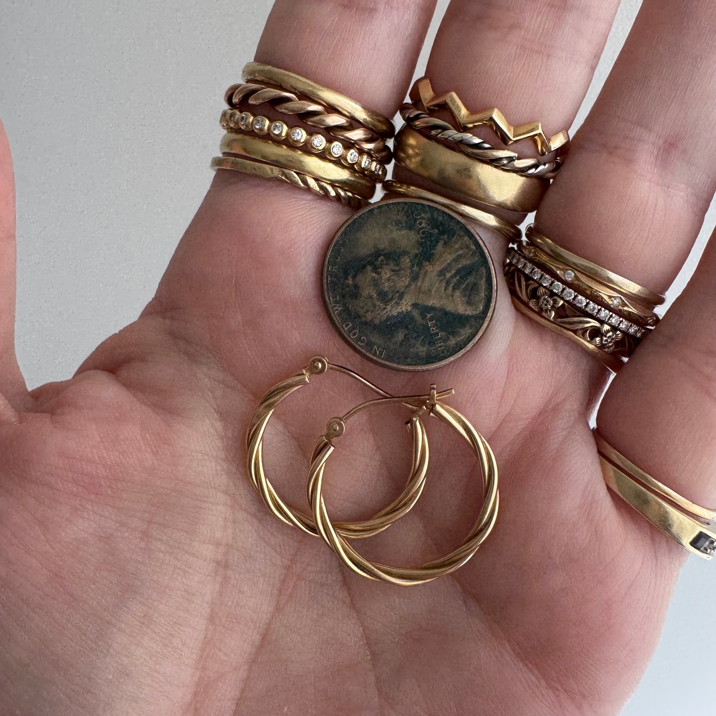 E S T A T E // do the twist / 14k twisted tube small hoops / earrings