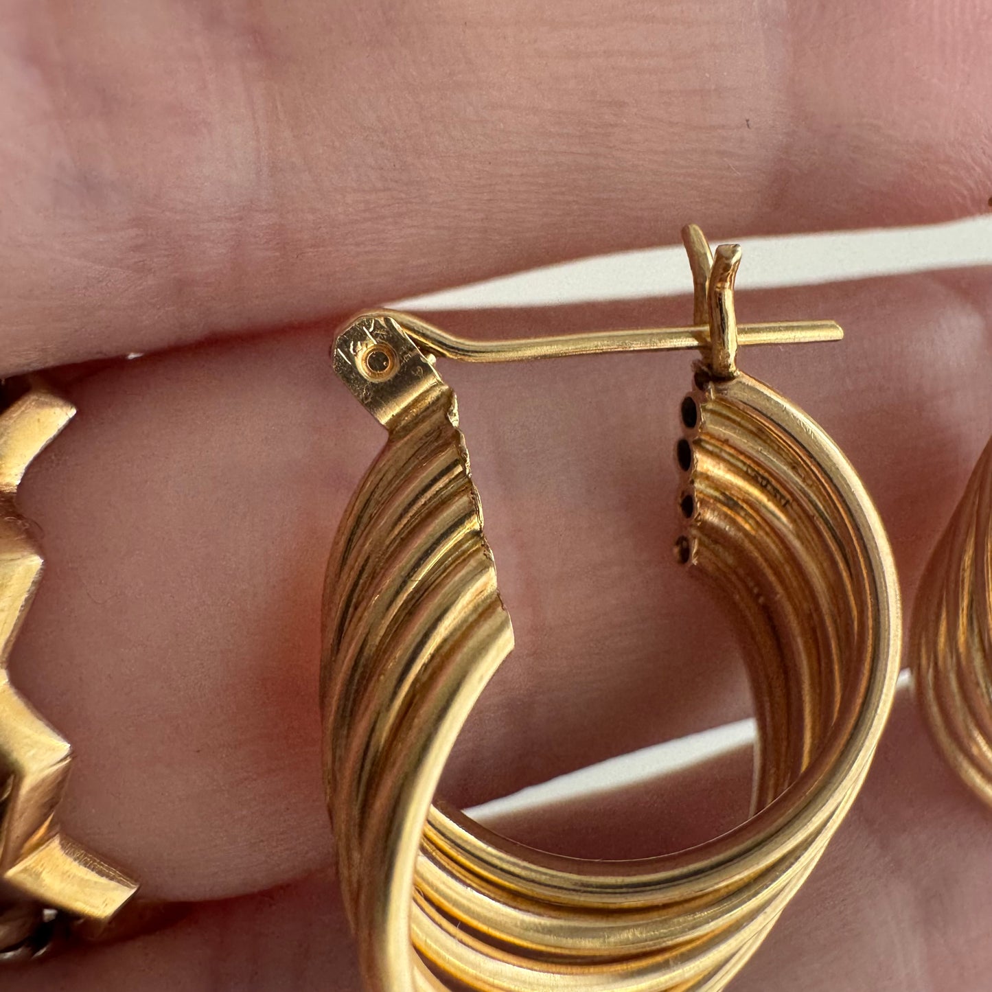 E S T A T E // twisty tubes / 14k twisted five tube huggie hoops / earrings