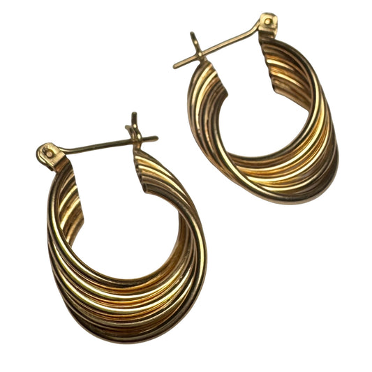 E S T A T E // twisty tubes / 14k twisted five tube huggie hoops / earrings