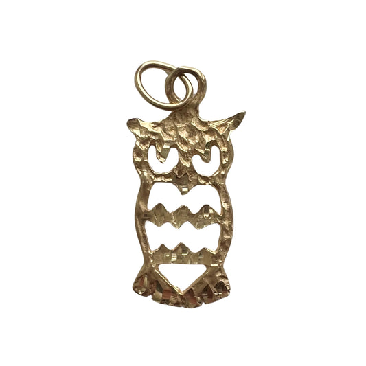 V I N T A G E // wise watcher / 14k yellow gold owl / a charm pendant