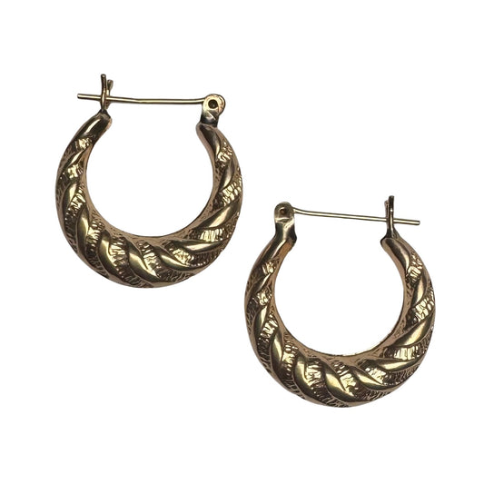 E S T A T E // shrimpy croissants / 14k ribbed twisty shrimp croissant hoops / earrings