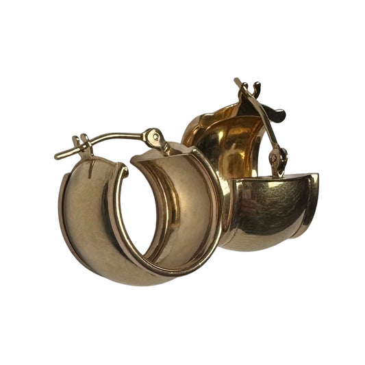 E S T A T E // wide domed huggies / 14k round 9.9mm wide small hoops / earrings