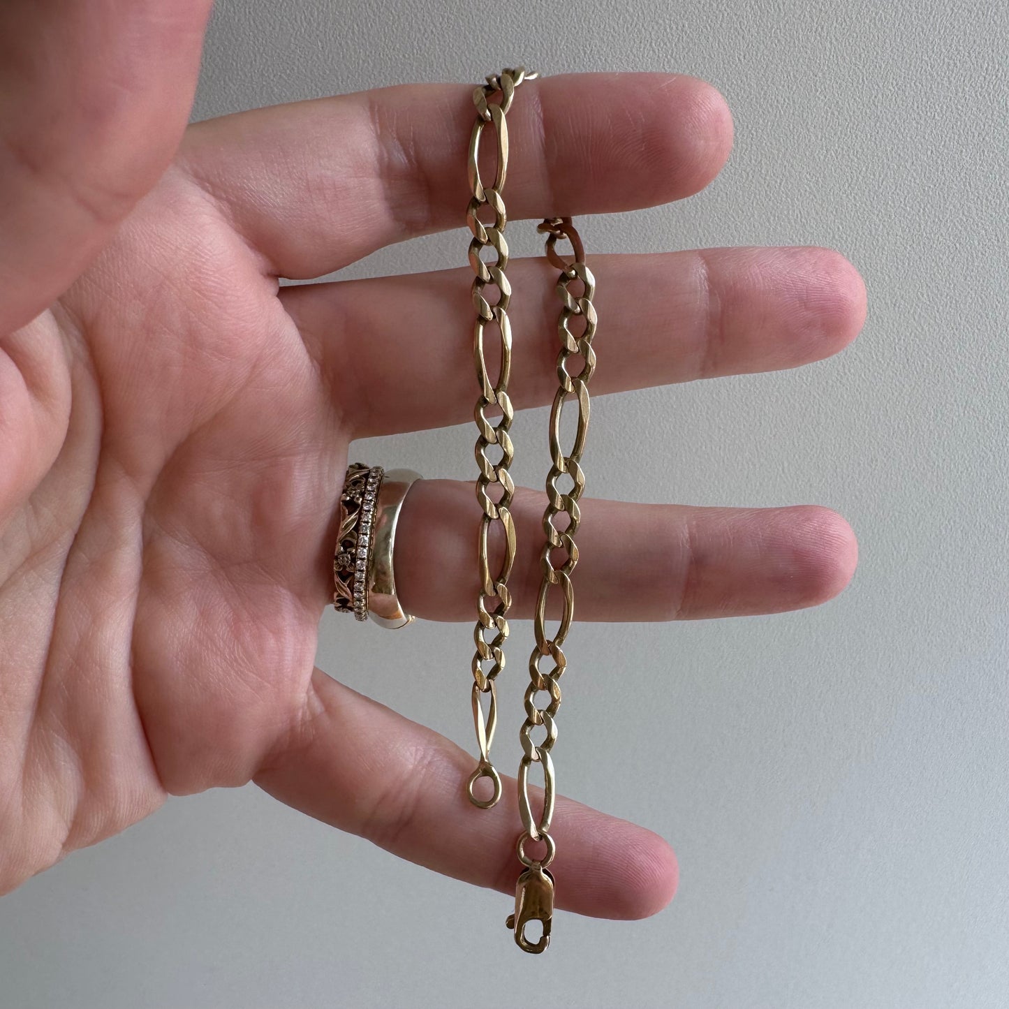 V I N T A G E // classic figaro / 14k yellow gold 3:1 figaro link bracelet / 7.75", 6.1g