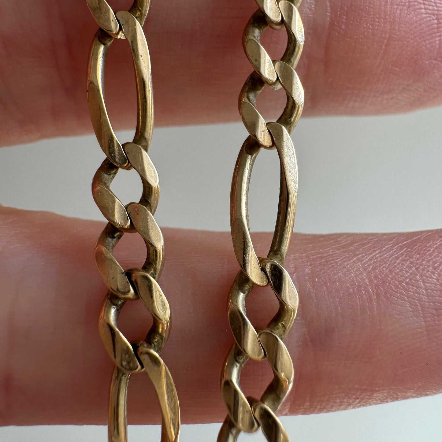 V I N T A G E // classic figaro / 14k yellow gold 3:1 figaro link bracelet / 7.75", 6.1g