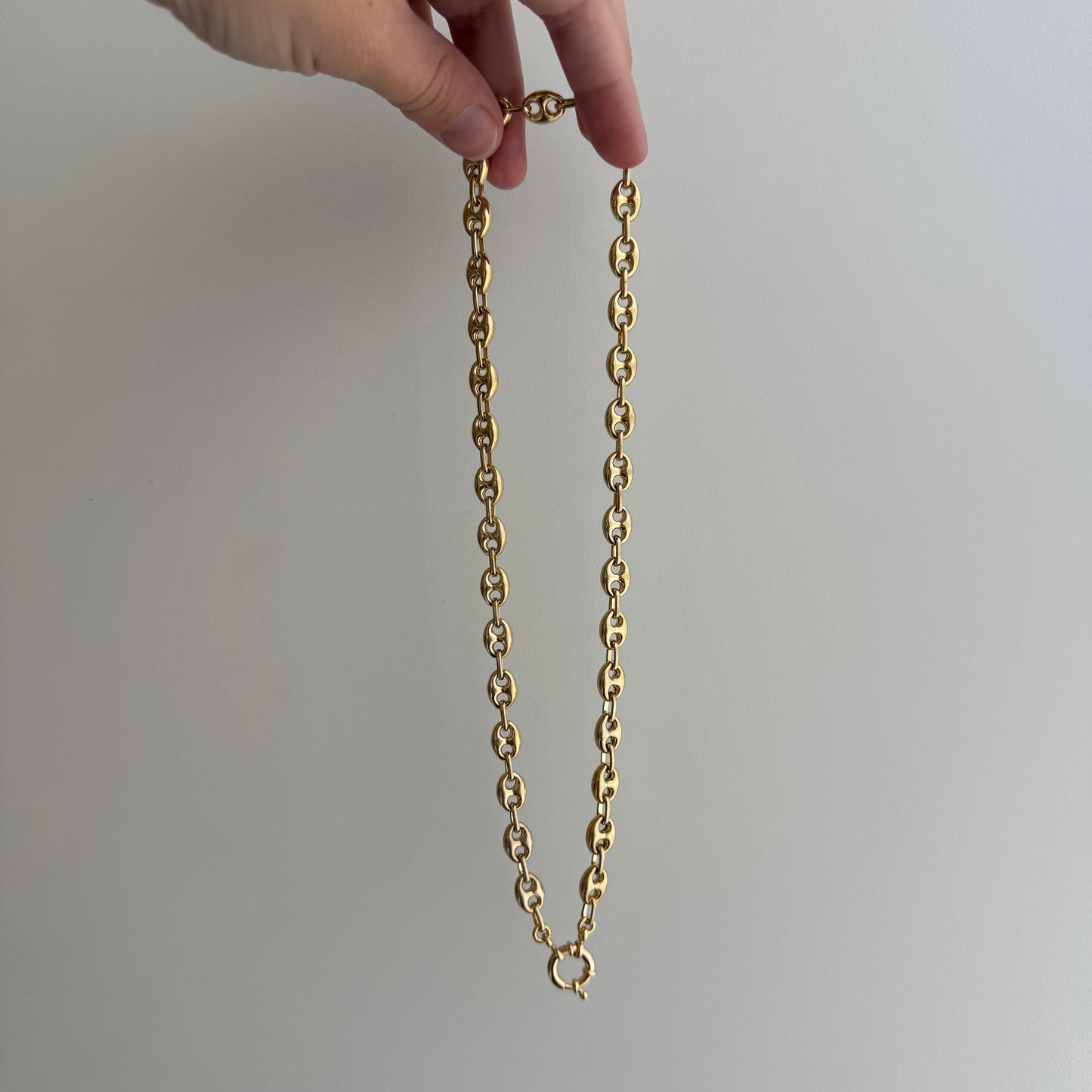 reimagined V I N T A G E // modern day watch chain / re-worked gold over sterling silver puffy mariner link chain / 18.5", 28.3g
