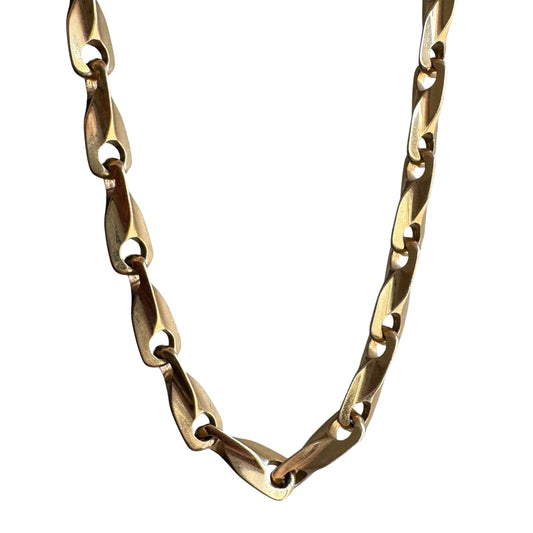 V I N T A G E // tulip geometry / 14k yellow gold fancy link necklace chain / 18.25", 47.5g