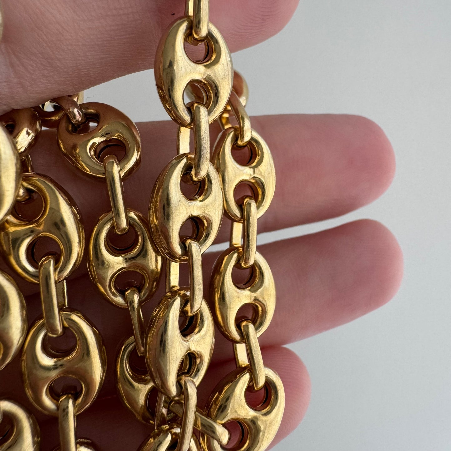 reimagined V I N T A G E // modern day watch chain / re-worked gold over sterling silver puffy mariner link chain / 18.5", 28.3g