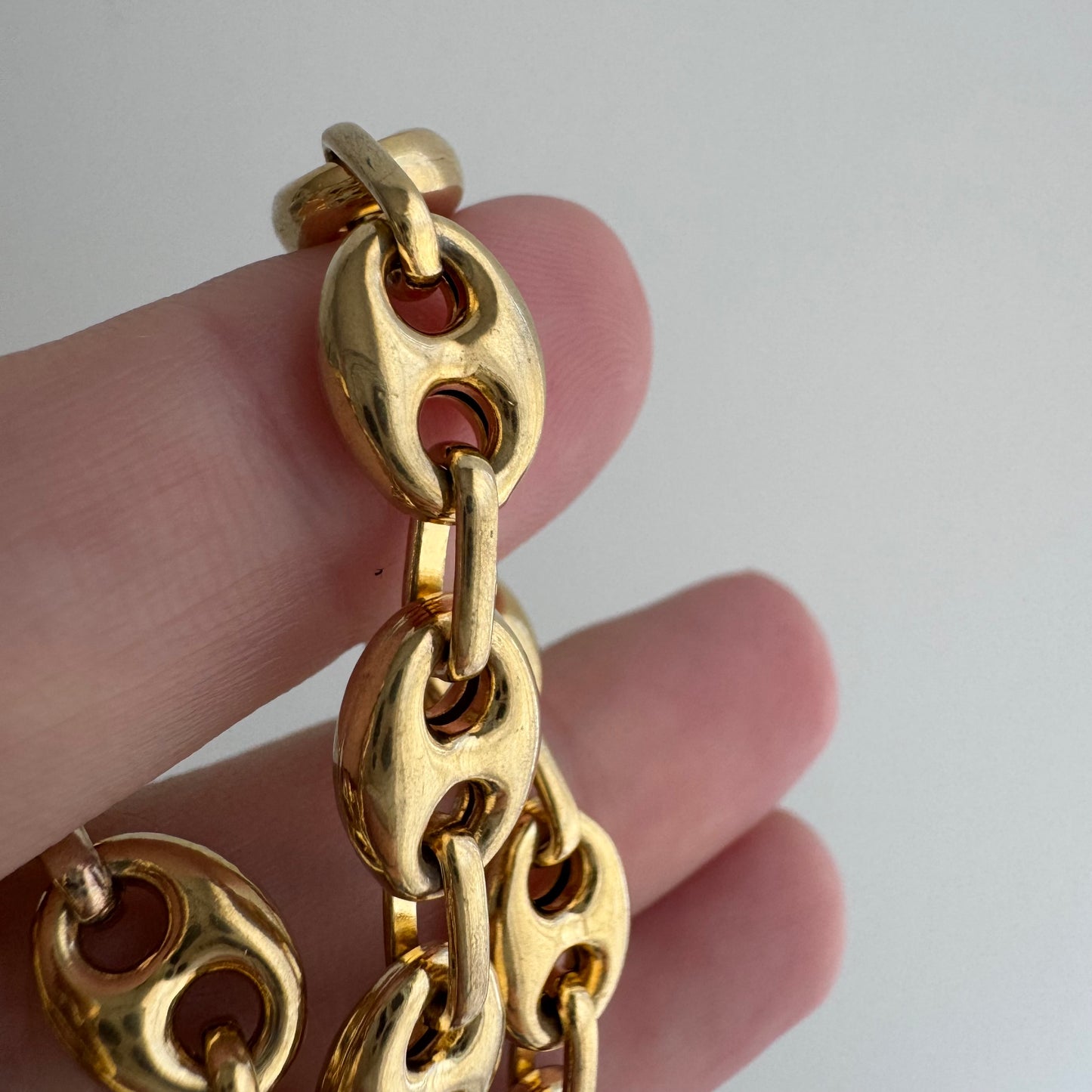 reimagined V I N T A G E // modern day watch chain / re-worked gold over sterling silver puffy mariner link chain / 18.5", 28.3g