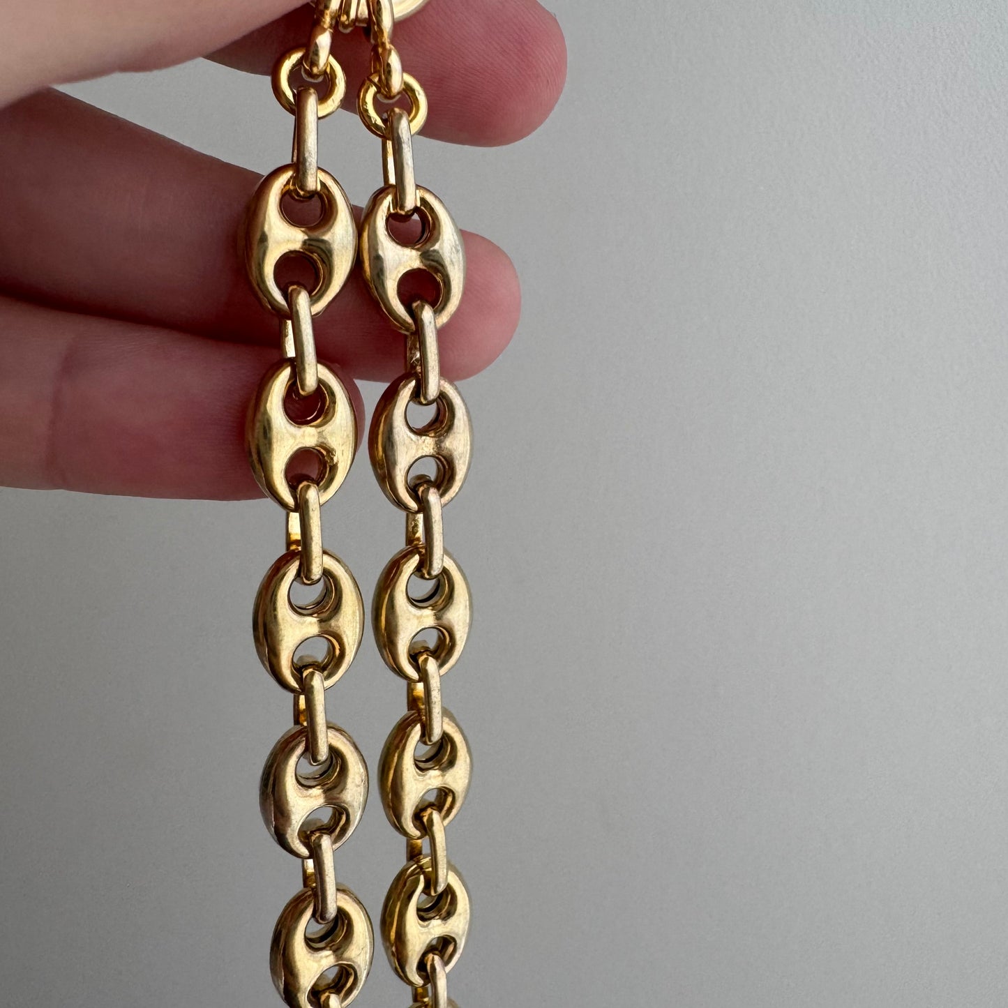reimagined V I N T A G E // modern day watch chain / re-worked gold over sterling silver puffy mariner link chain / 18.5", 28.3g
