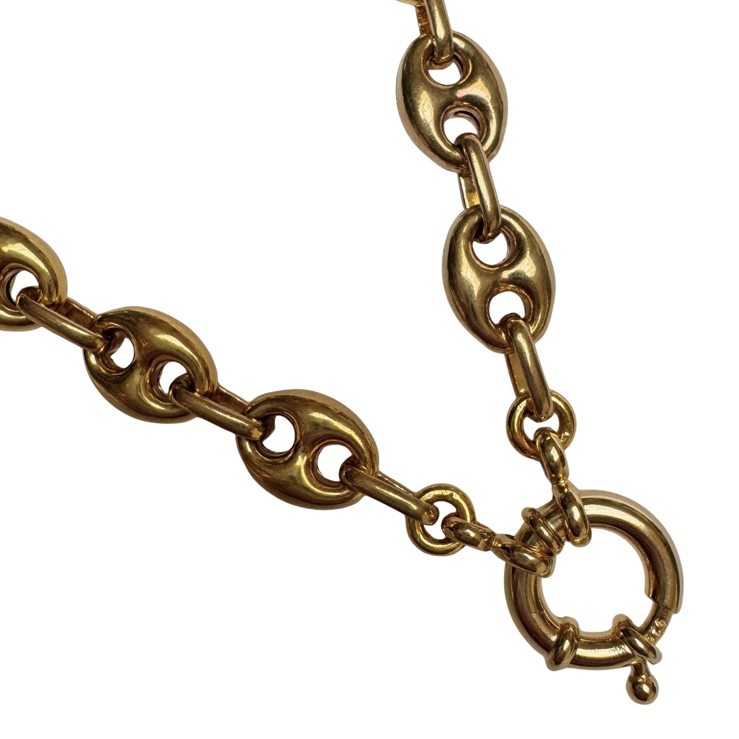 reimagined V I N T A G E // modern day watch chain / re-worked gold over sterling silver puffy mariner link chain / 18.5", 28.3g