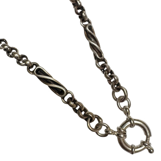reimagined V I N T A G E // modern day watch chain / re-worked sterling silver fancy like trombone chain necklace / 21.5", 30g