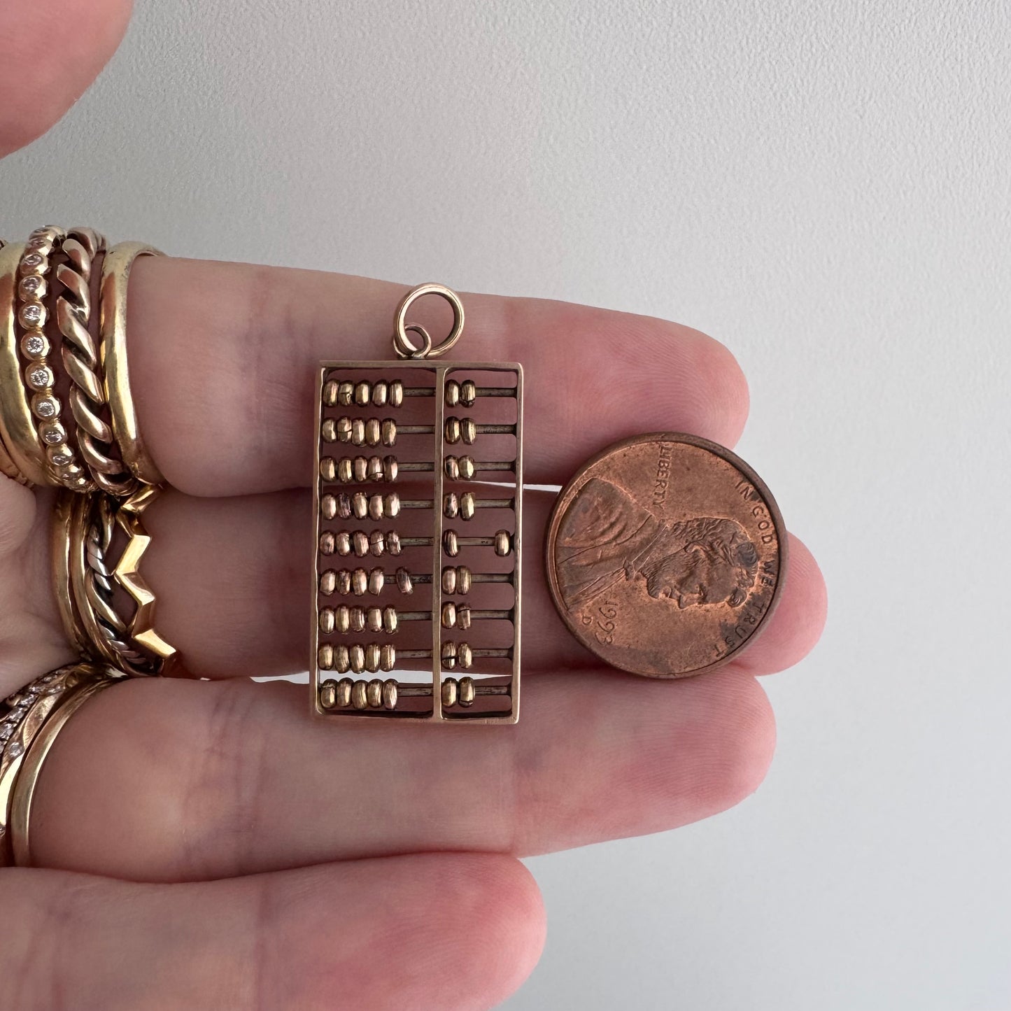 A N T I Q U E // count your blessings / 9ct 9k 375 rose and yellow gold abacus / an oversized charm or pendant