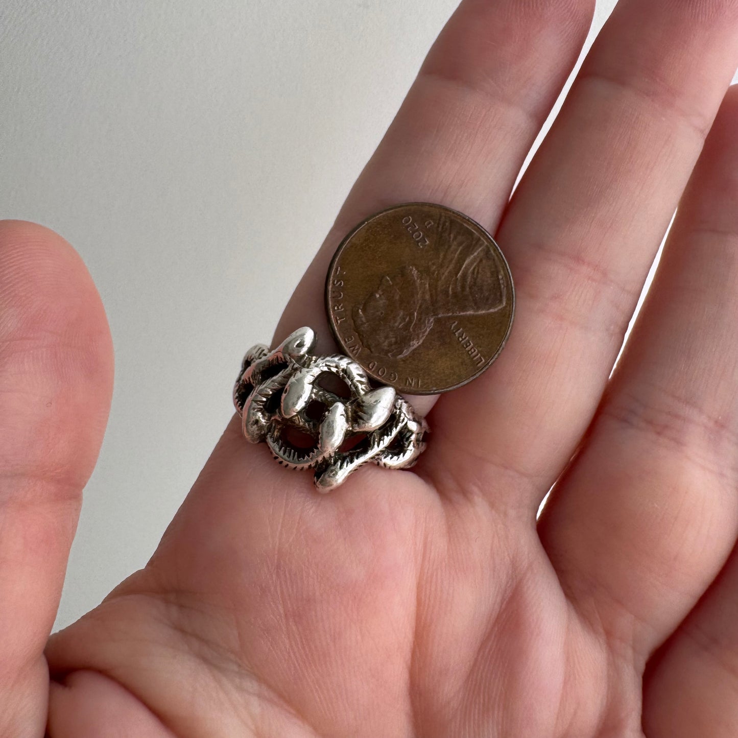 V I N T A G E // medusa's hair / sterling silver snake tangle ring / size 6.5