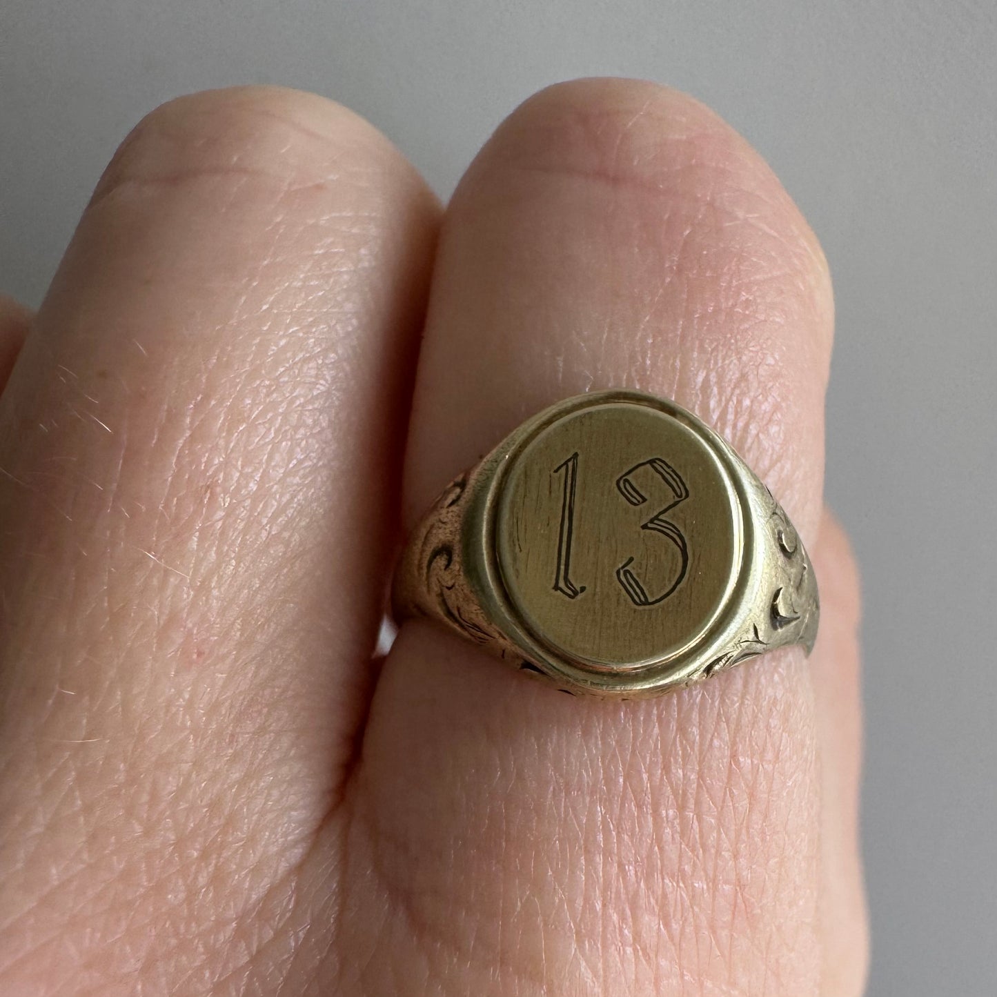 reimagined A N T I Q U E // lucky 13 / edwardian 10k yellow gold signet ring / size 6