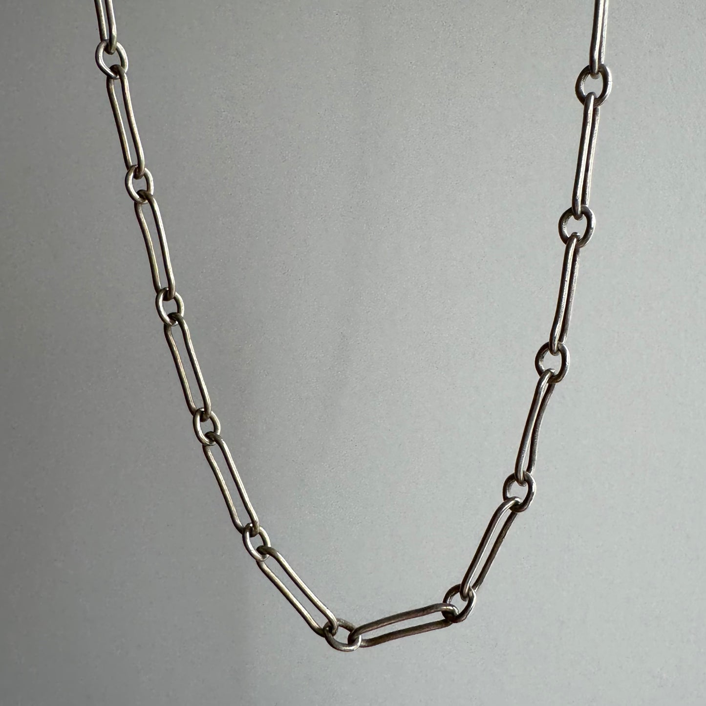 V I N T A G E // trombone paperclip / sterling silver long and short link chain / 24", 7g