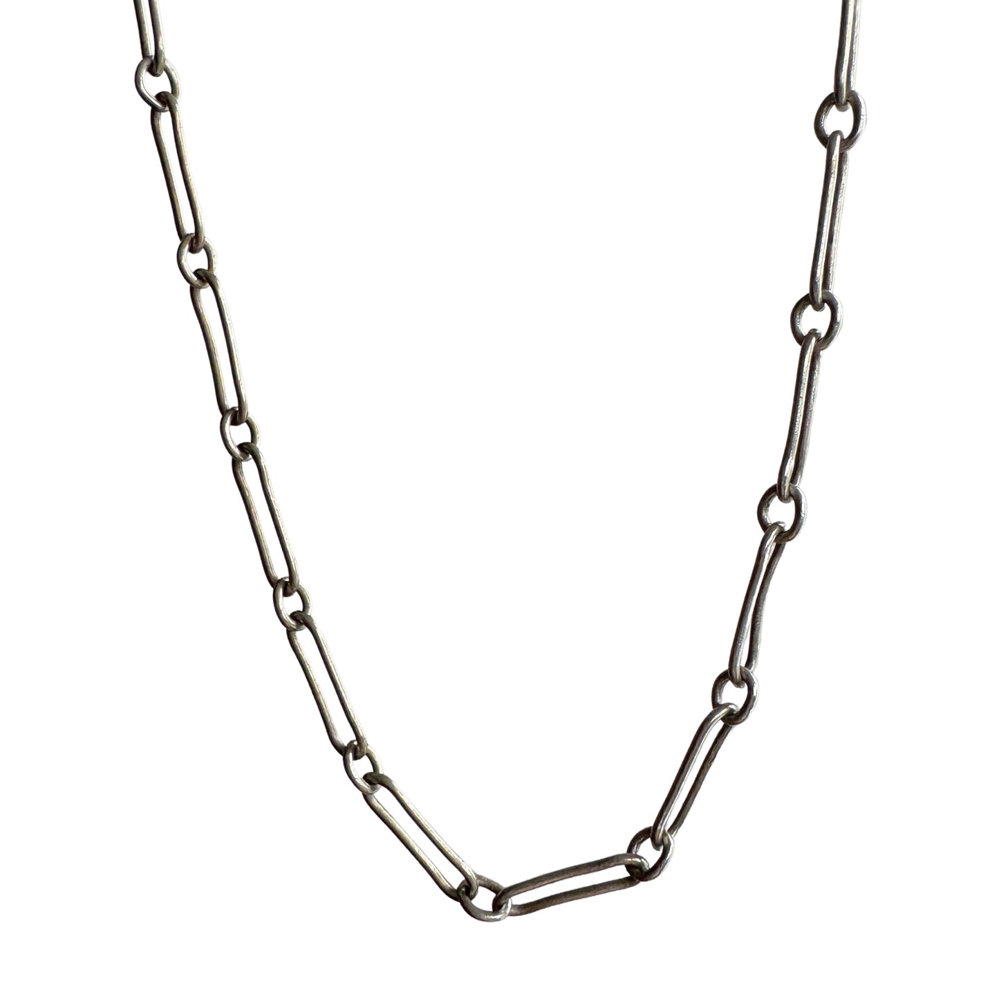 V I N T A G E // trombone paperclip / sterling silver long and short link chain / 24", 7g