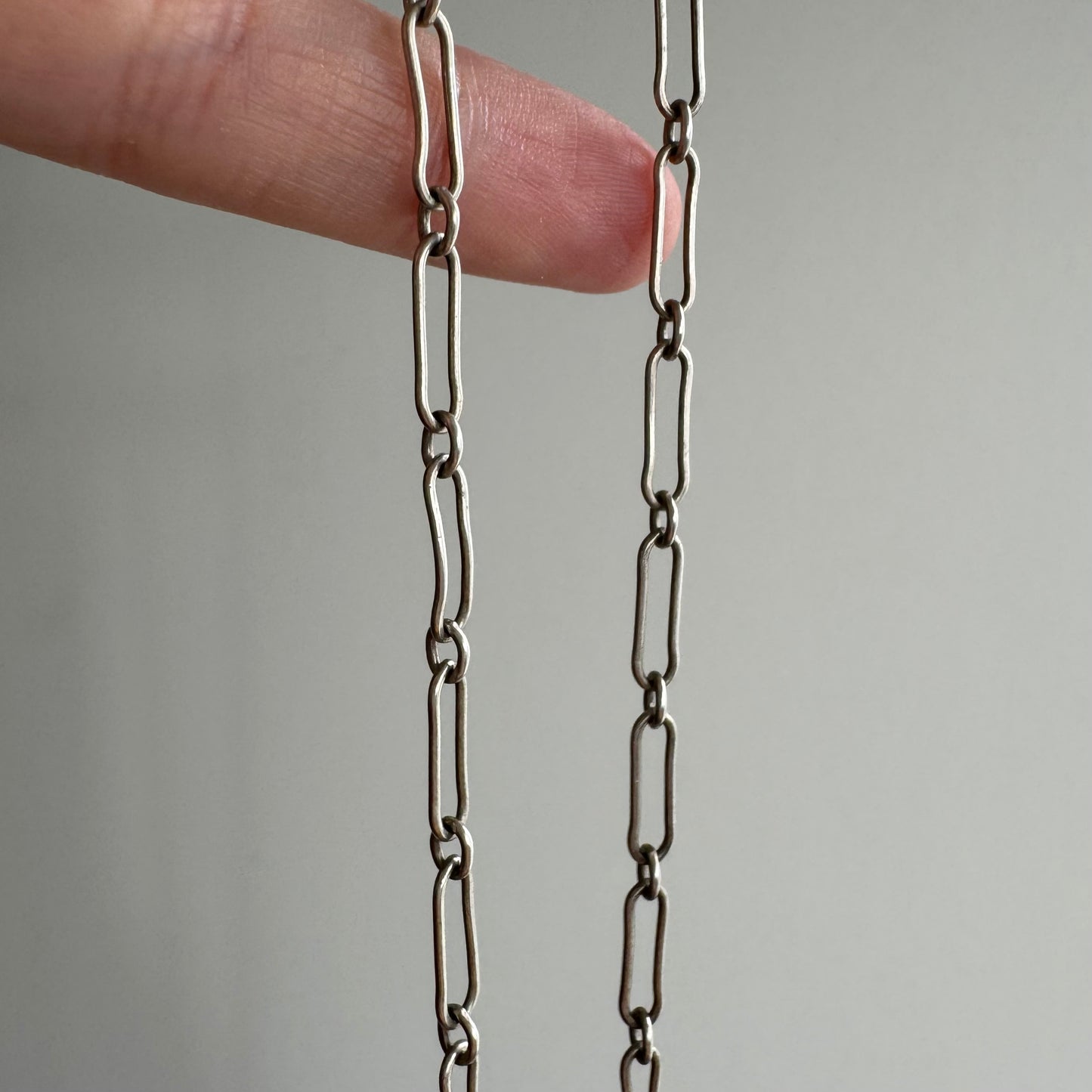 V I N T A G E // trombone paperclip / sterling silver long and short link chain / 24", 7g