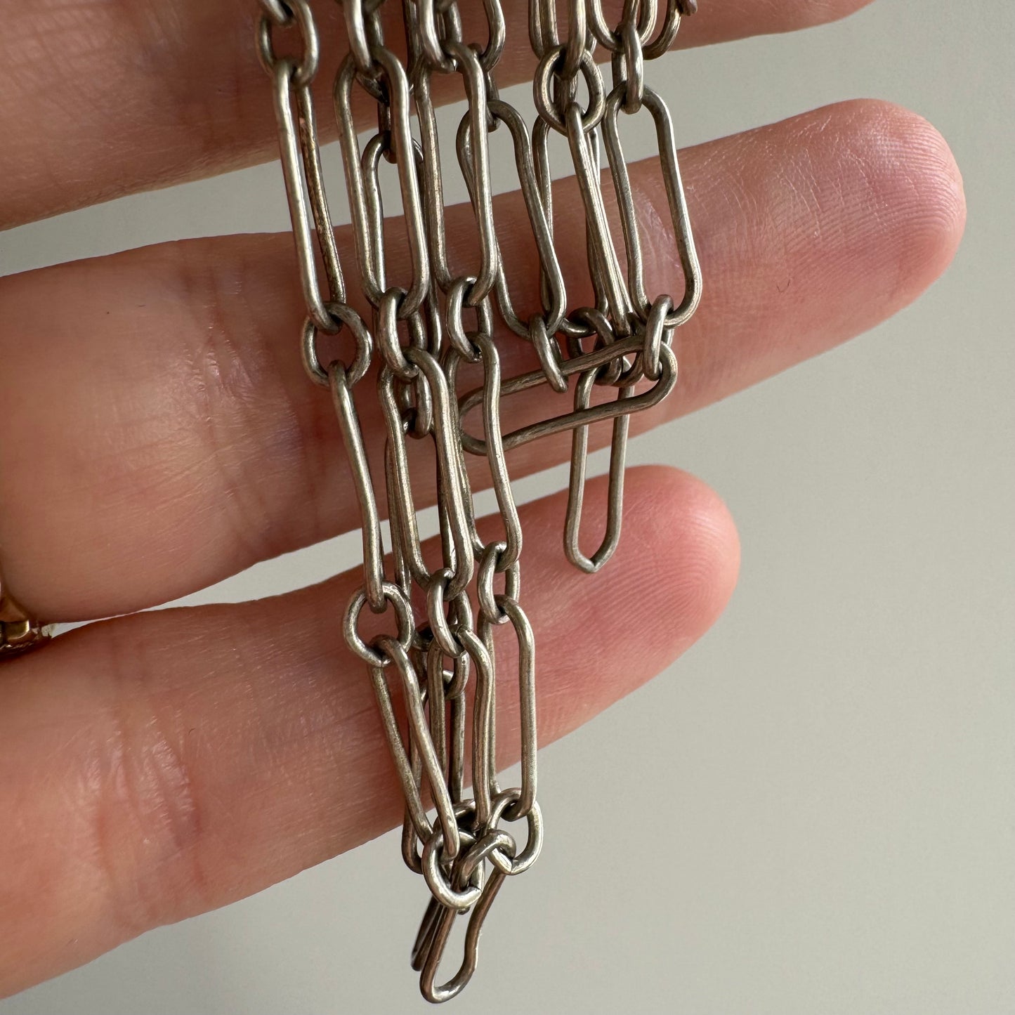 V I N T A G E // trombone paperclip / sterling silver long and short link chain / 24", 7g