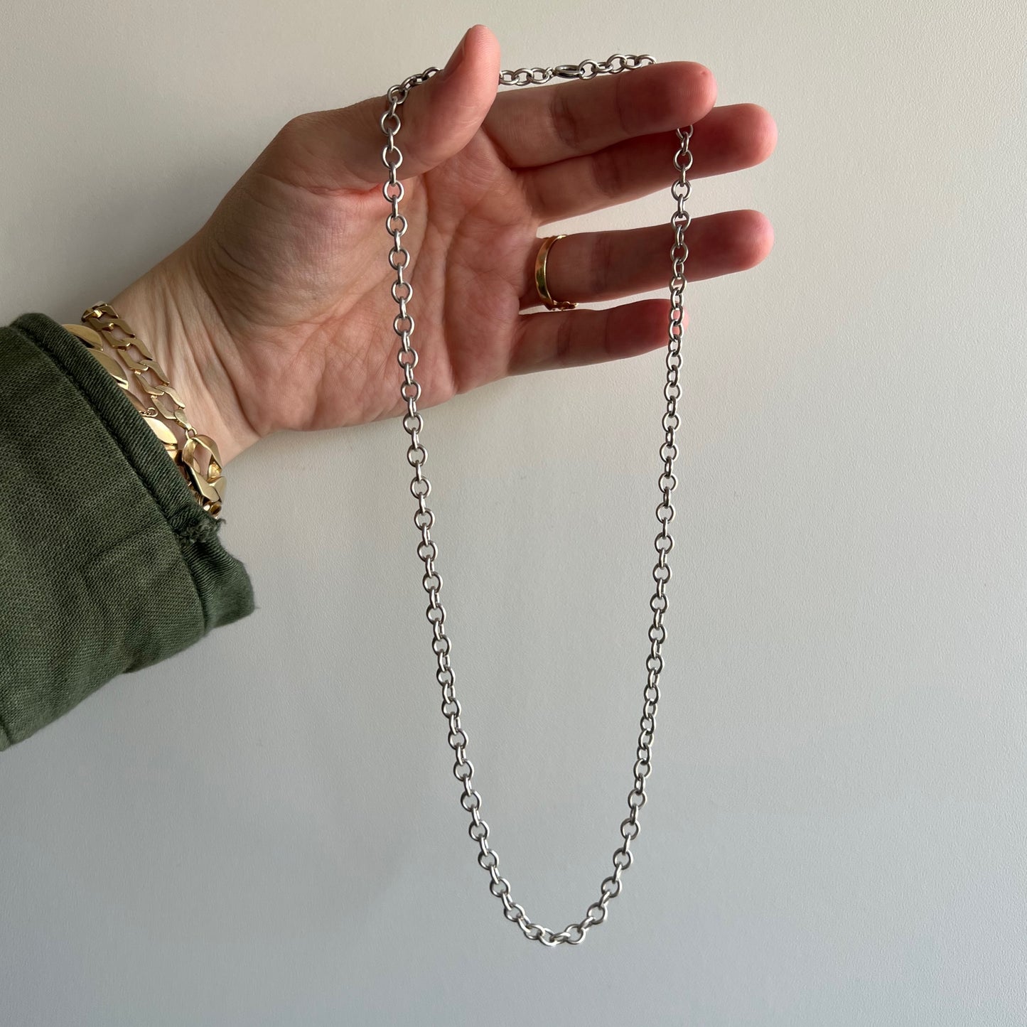 V I N T A G E // oval cable / sterling silver classic oval cable chain / 18.25", 12g