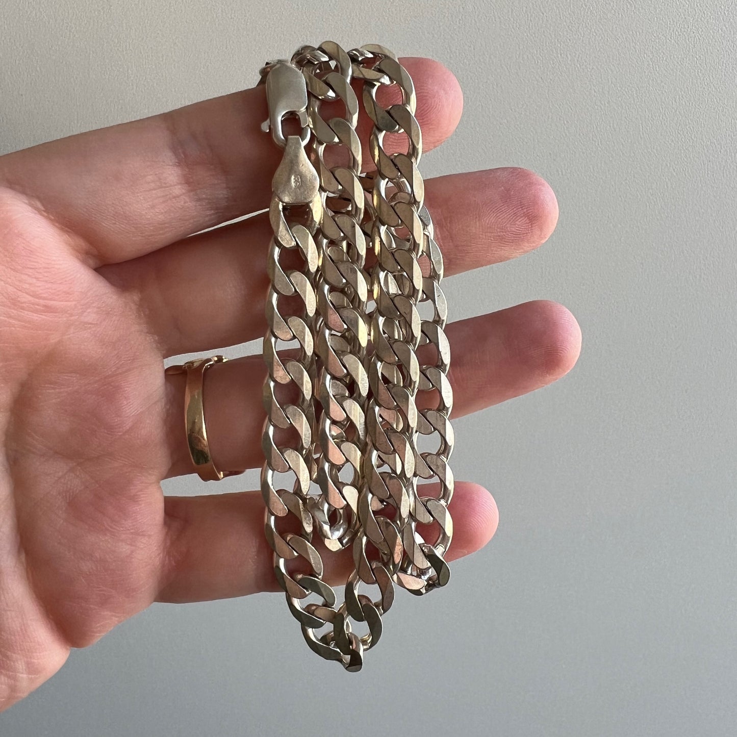 V I N T A G E // perfect curb / sterling silver chunky curb chain / 20", 31g