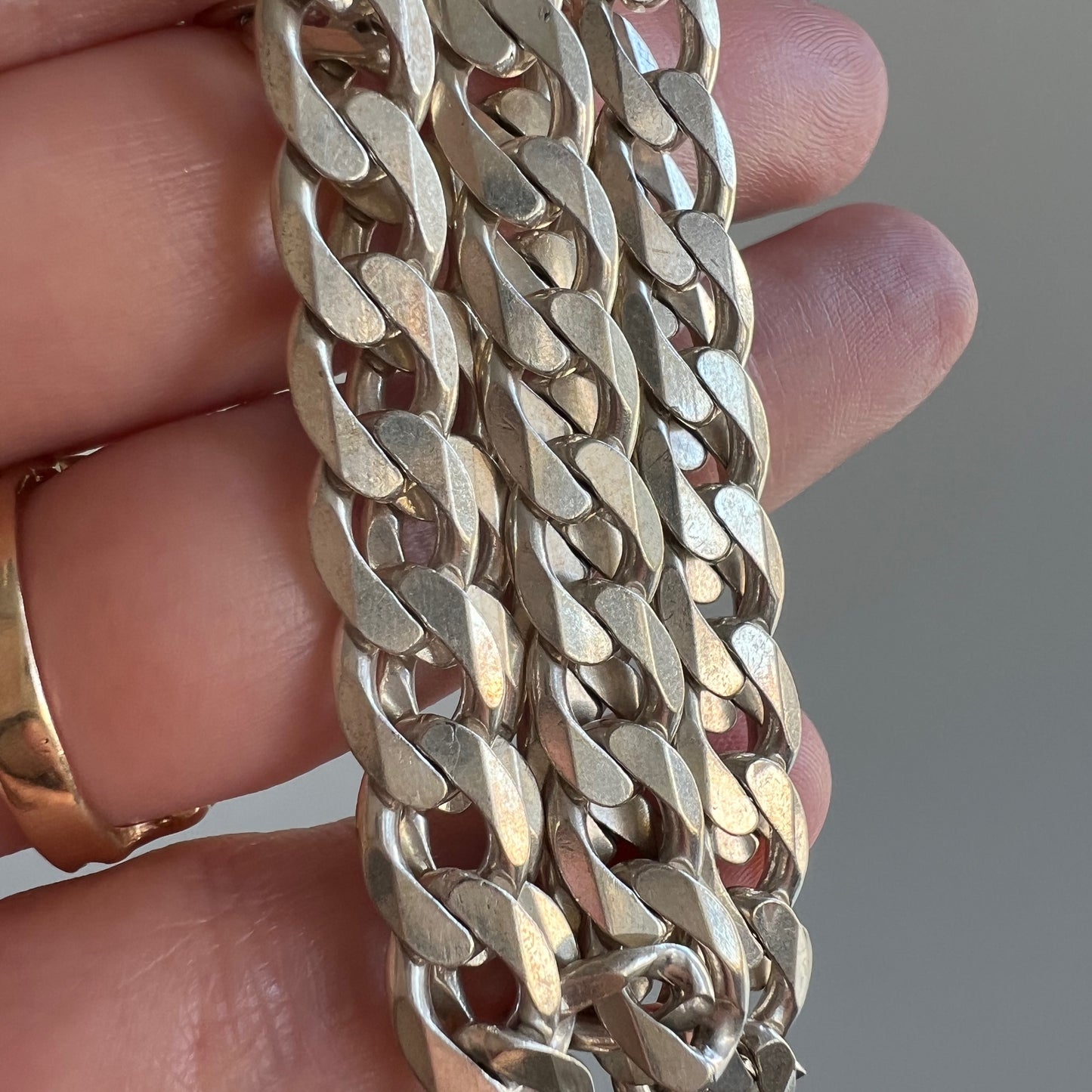 V I N T A G E // perfect curb / sterling silver chunky curb chain / 20", 31g