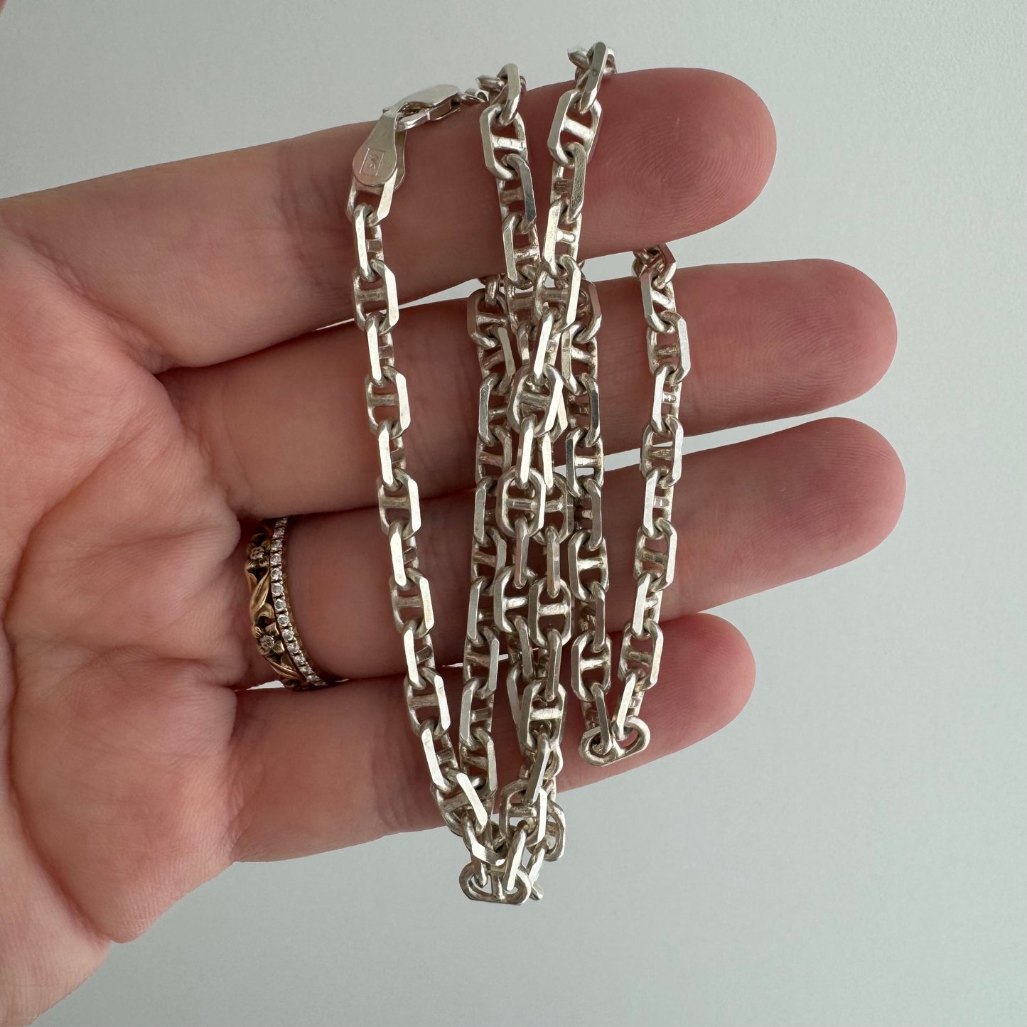 V I N T A G E // perpendicular mariner / sterling silver cable style mariner or anchor chain / 18", 15.2g