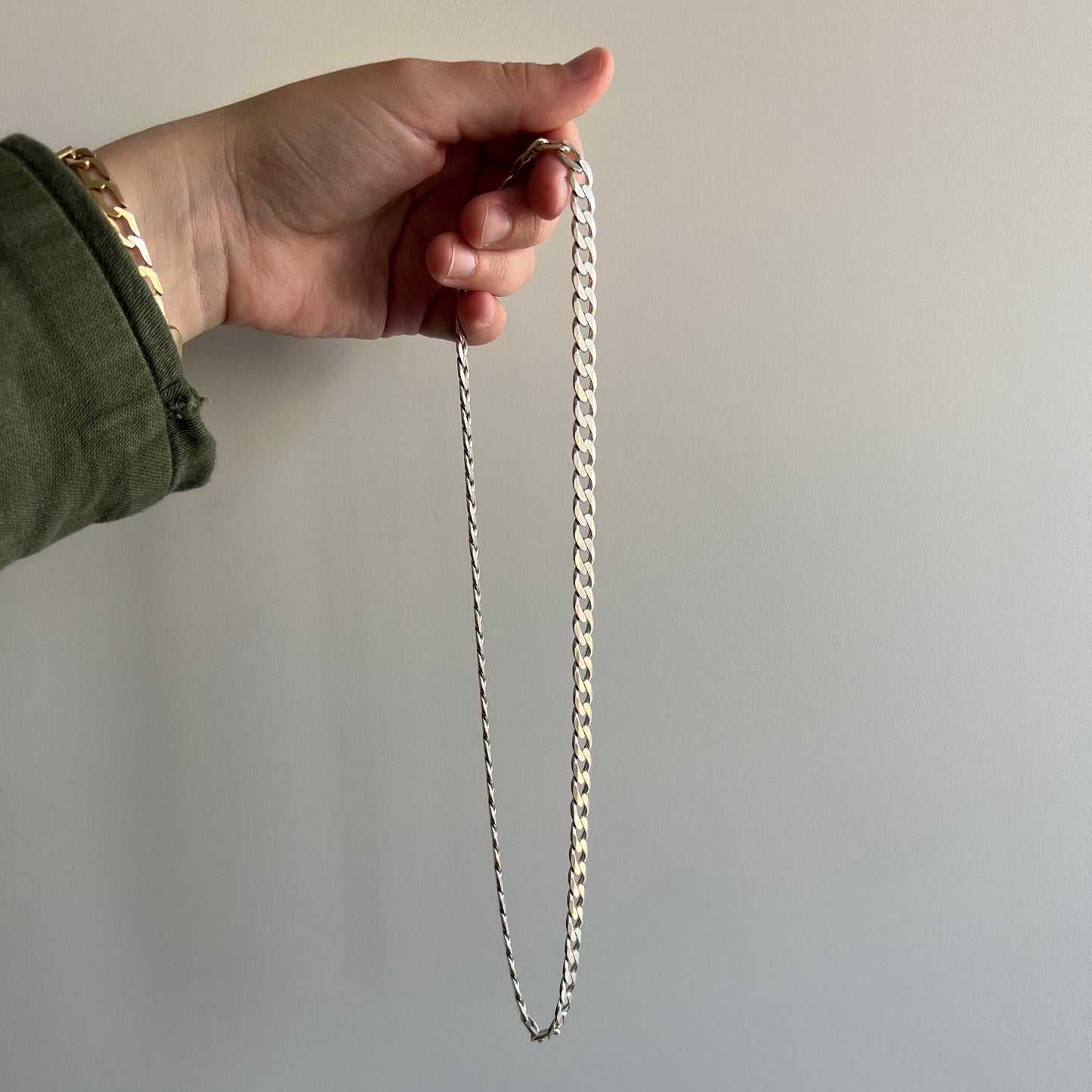 V I N T A G E // perfect curb / sterling silver chunky curb chain / 20", 31g