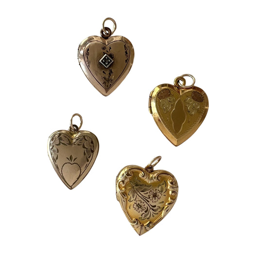 V I N T A G E // retro love stories / 12k gold filled sweetheart lockets / pendants